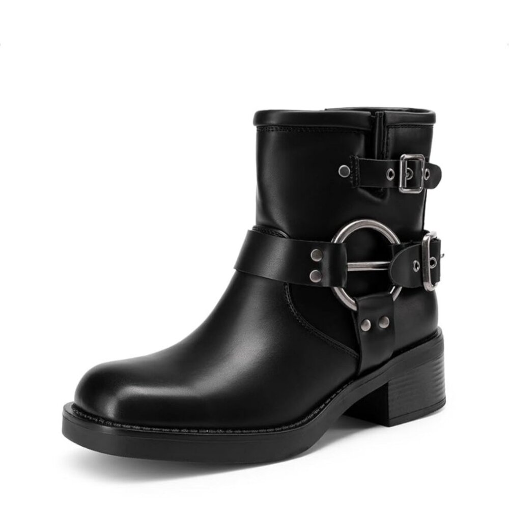 Black Ankle Motorcycle Boots ( Brand New ) Size 9